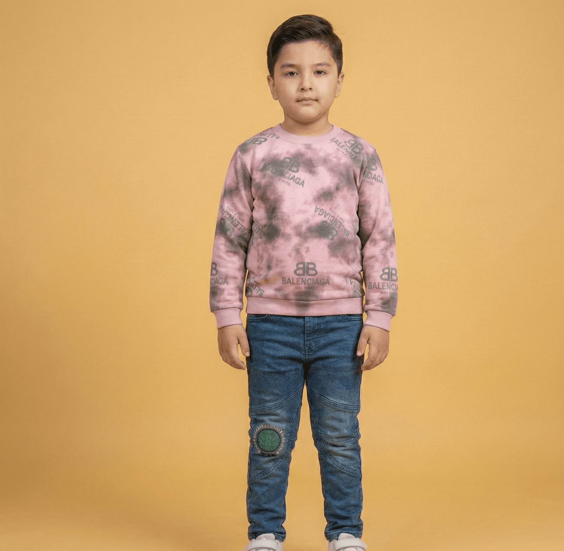 Designer Tie-Dye Jersey & Lycra Denim Set - Image 3