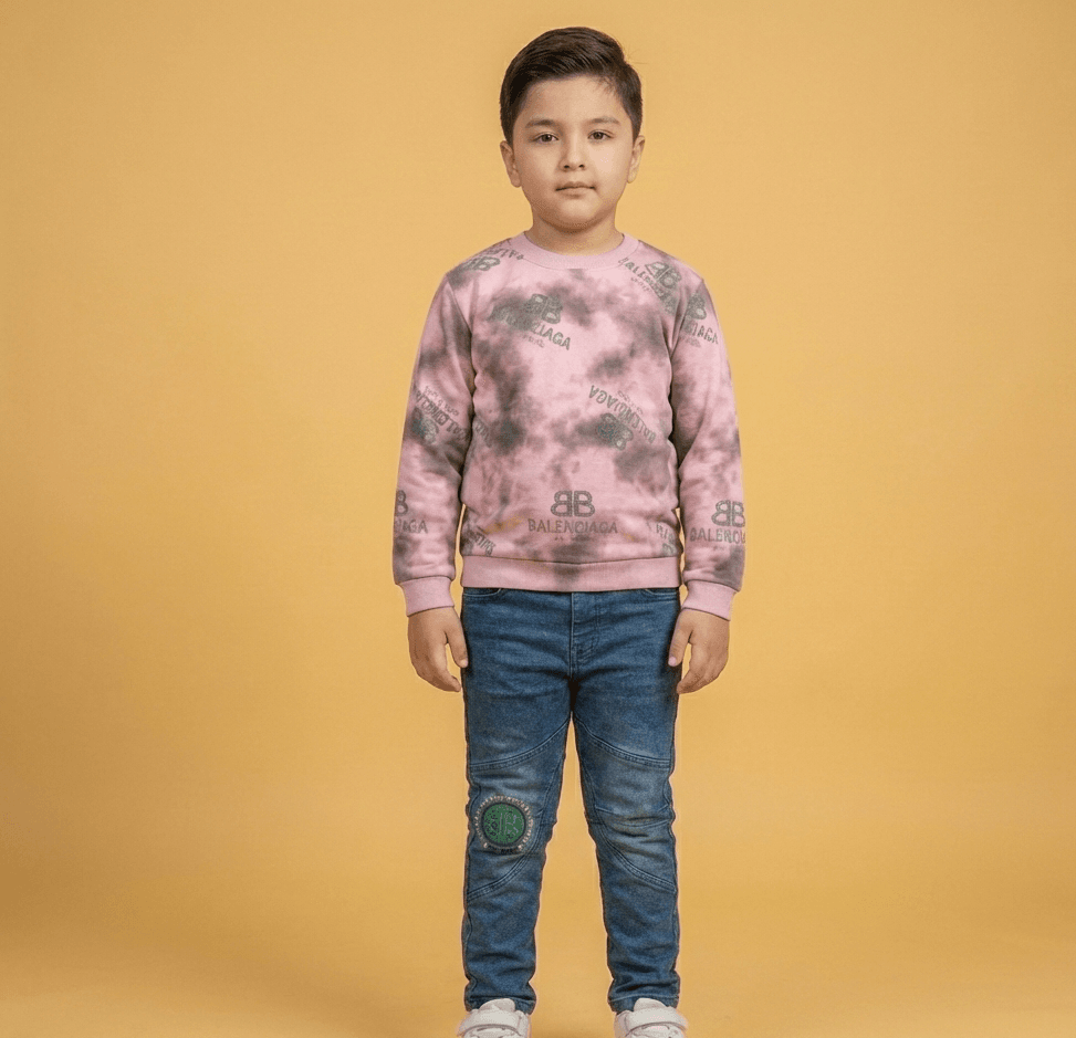 Designer Tie-Dye Jersey & Lycra Denim Set - Image 4