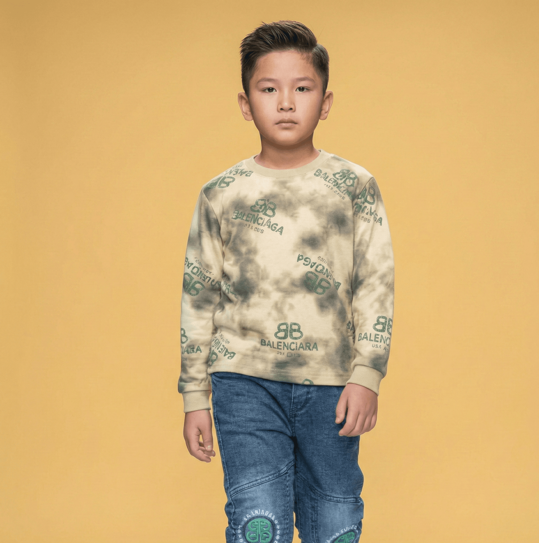 Designer Tie-Dye Jersey & Lycra Denim Set - Image 6