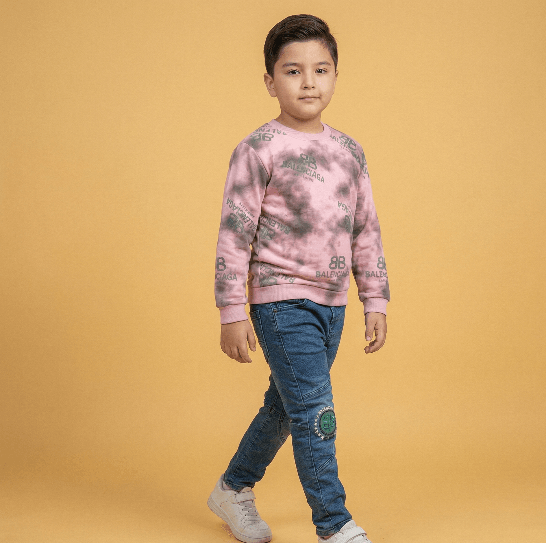 Designer Tie-Dye Jersey & Lycra Denim Set - Image 7