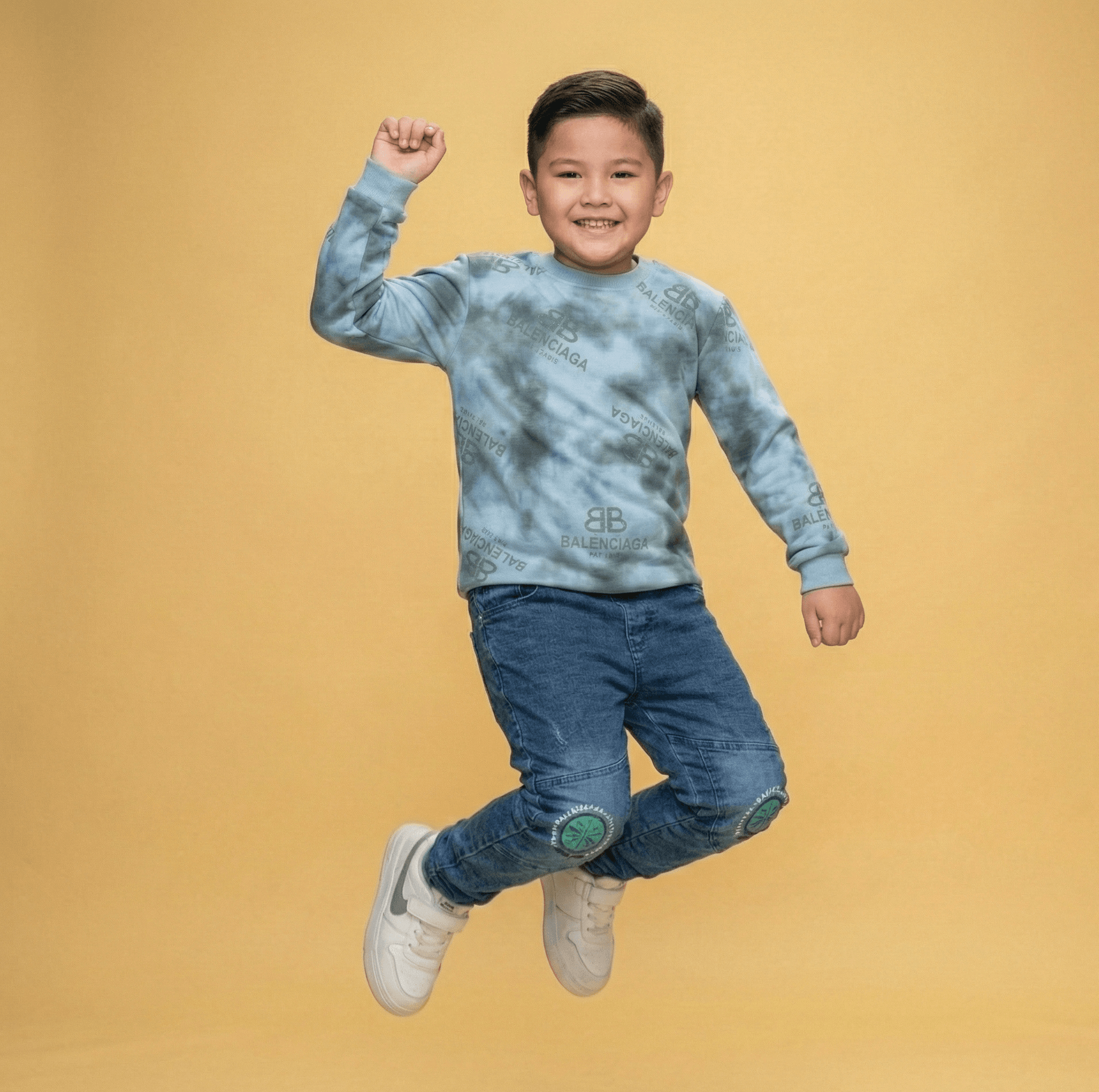 Designer Tie-Dye Jersey & Lycra Denim Set