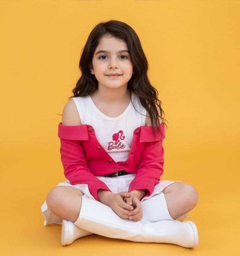 Barbie? Inspired 2-Piece Chic Set ? Pink & White - Image 2