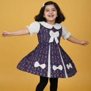 Printed frock with bow detailing