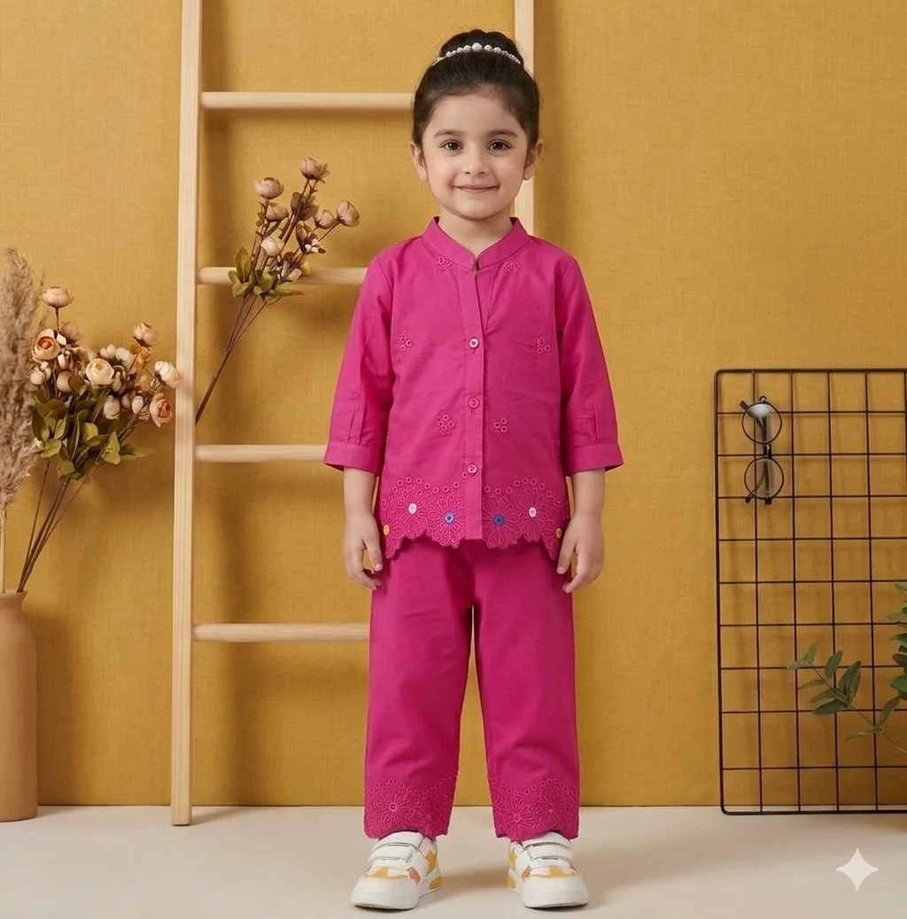 Embroidered 2-Piece Co-Ord Set for Girls