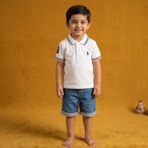Boys' Premium Polo & Denim Shorts Set