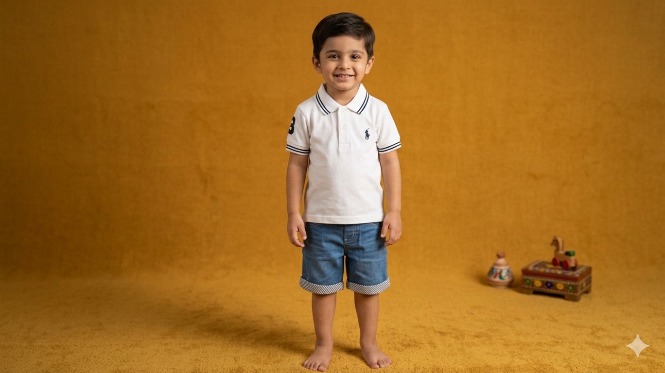 Boys' Premium Polo & Denim Shorts Set