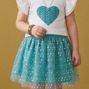 Sparkle & Shine: Toddler Girls’ Mint Heart Tulle Set 1-5 Years