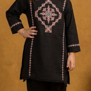 Midnight Bloom Hand-Embroidered Kurta Set 1-7 Years
