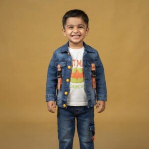Stylish Kids Denim Jacket and Cargo Pants Set with Batman Tee
