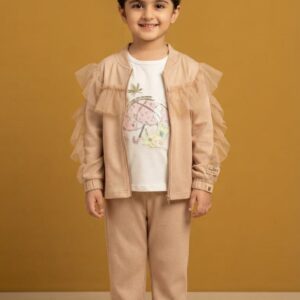 Kids Ruffled Zip-Up  Set with Inner Top