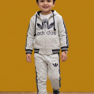Boys' 3-Piece Fleece Tracksuit Set – Grey & Black