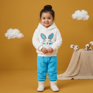 Premium Plush Fleece 2-Piece Cute Bunny Hoodie Suit
